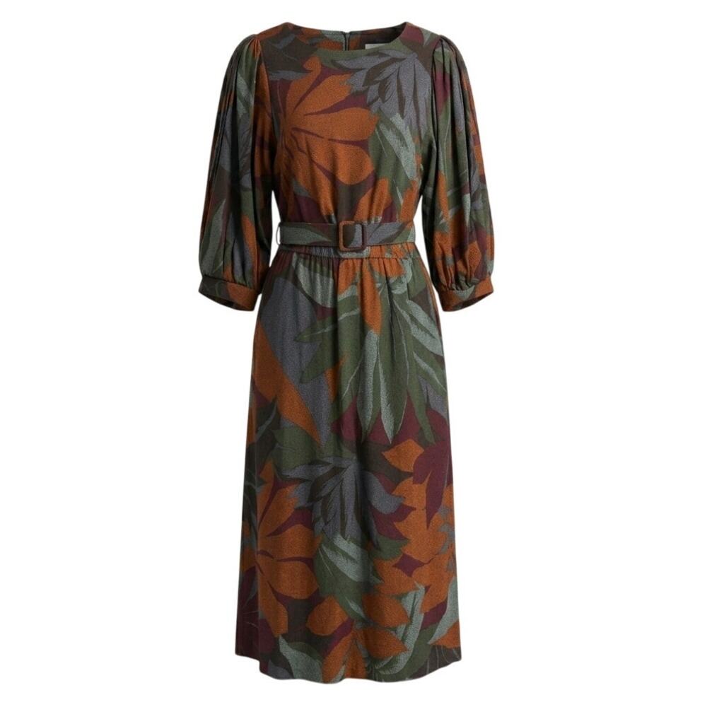 VTG On The Rocks Womens 9/10 Boho Artsy Whimsigoth Cottagecore Belted Midi Dress